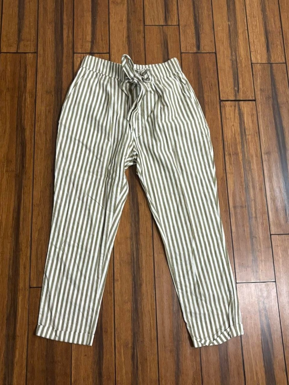 striped tie waist pants - zara